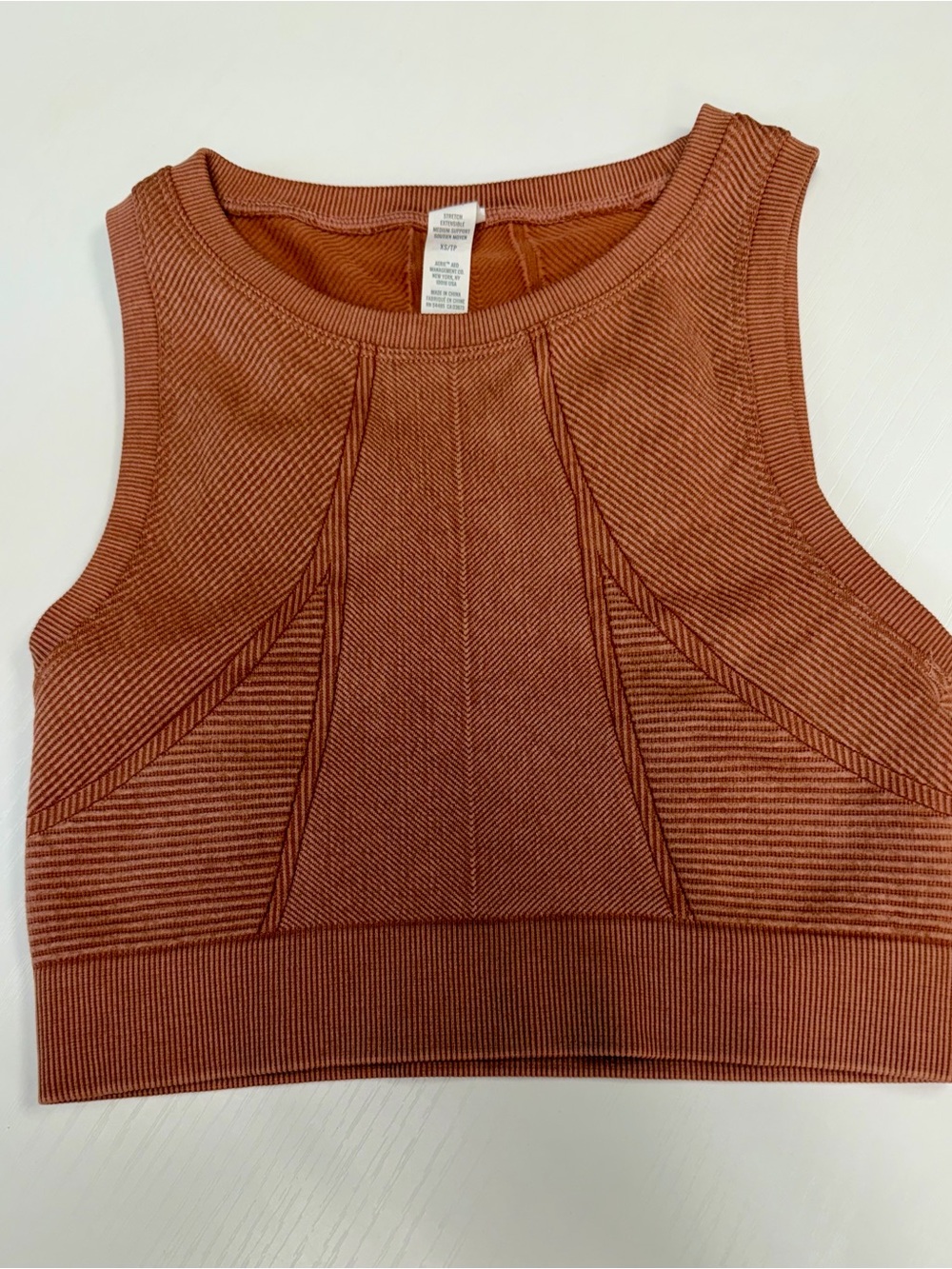 aerie Rust Ribbed Seam Crop Tank - Picture 1 of 3